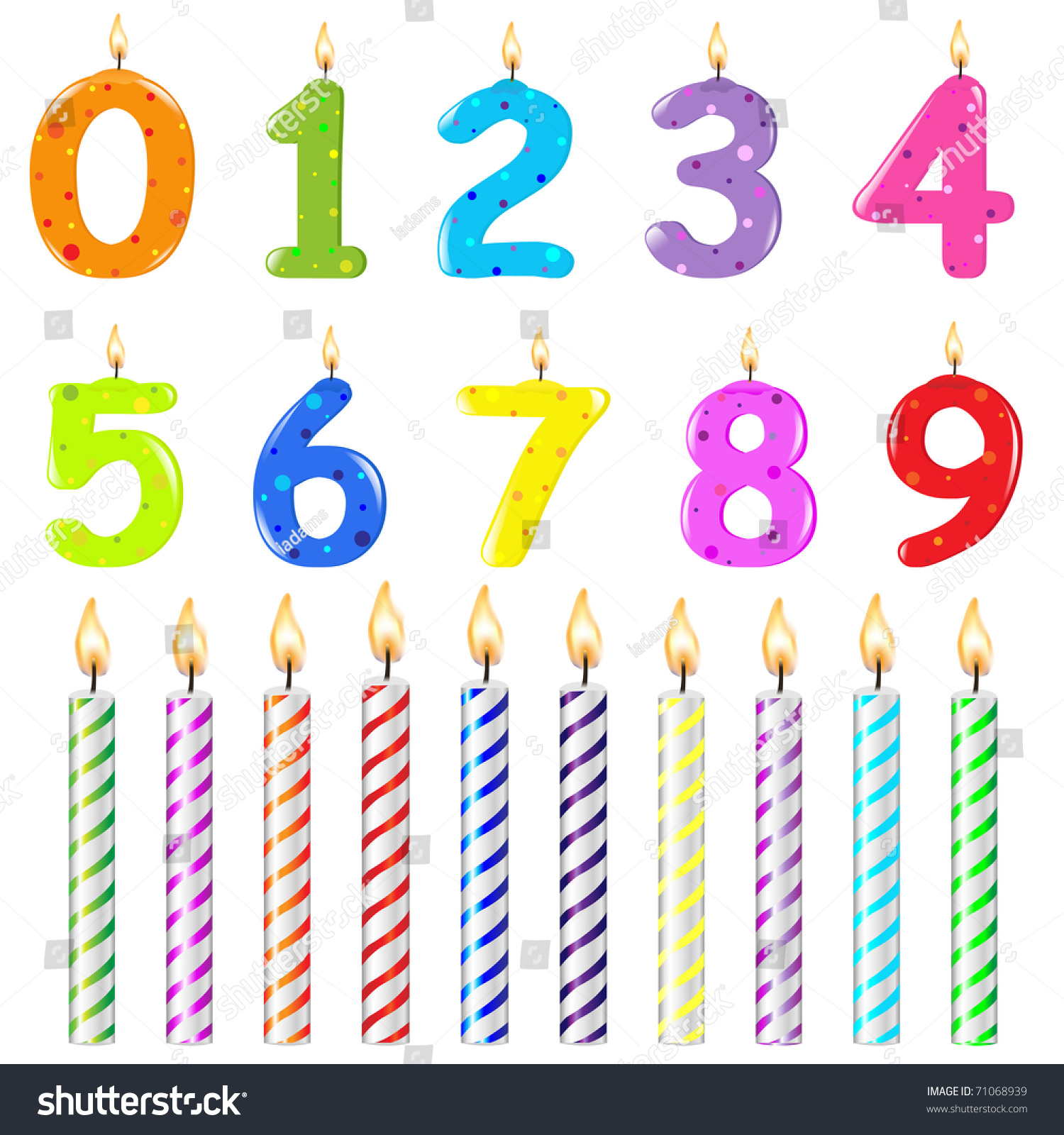 Birthday Candles Different Form Isolated On Stock Vector (Royalty Free ...