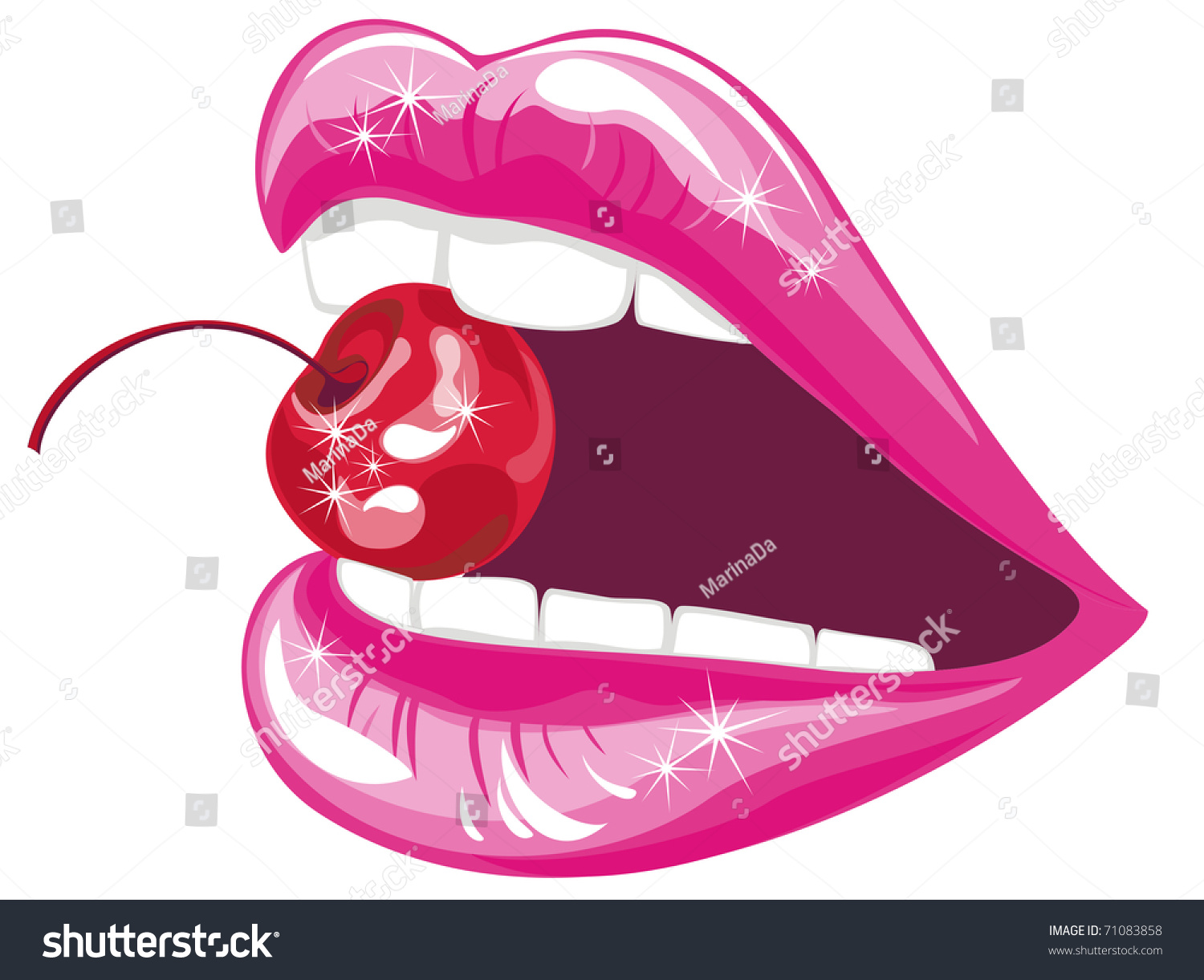 Стикеры губ и вишни