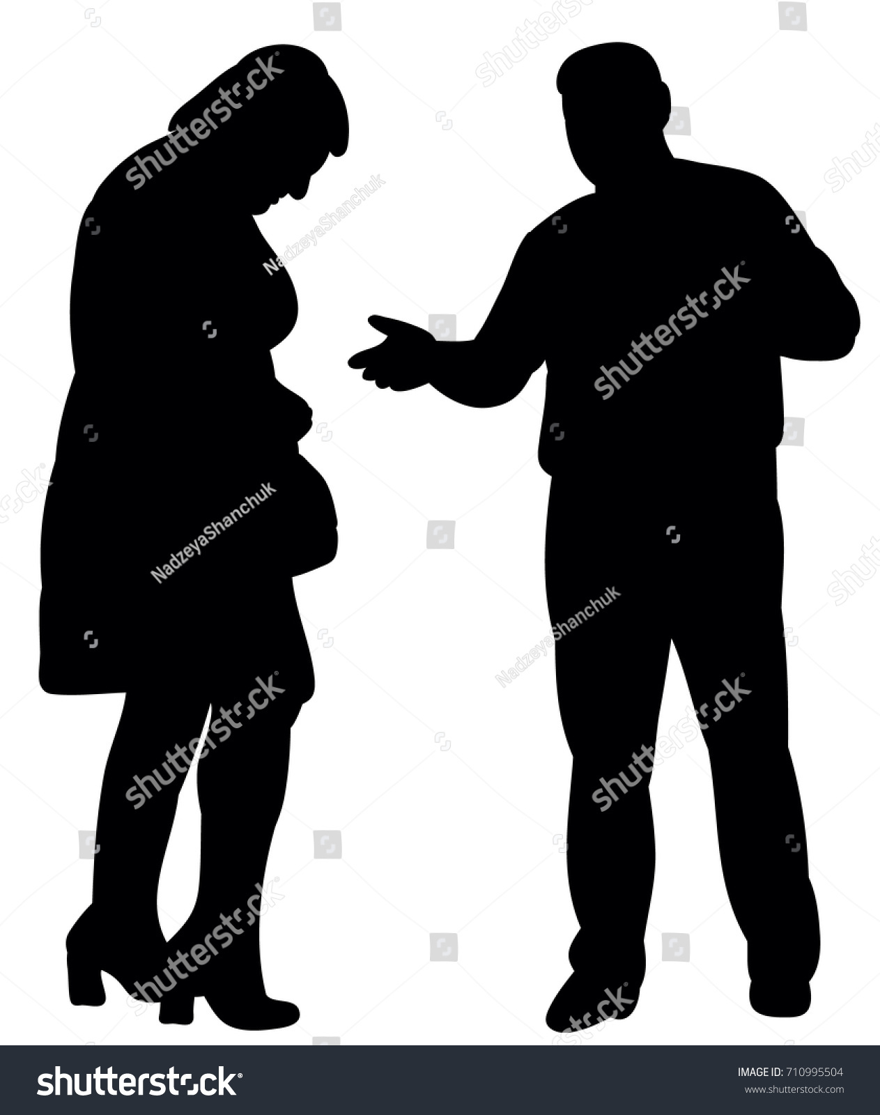 Silhouette Man Woman Two Against White Stock Vector (Royalty Free ...