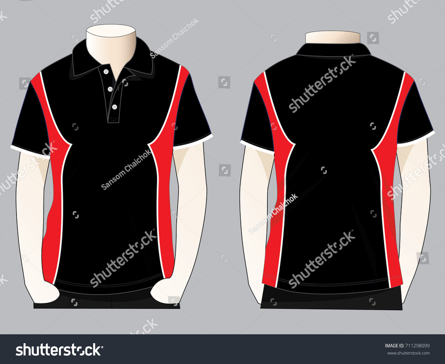 Twotone Polo Shirt Design Vector Blackred Stock Vector (Royalty Free ...