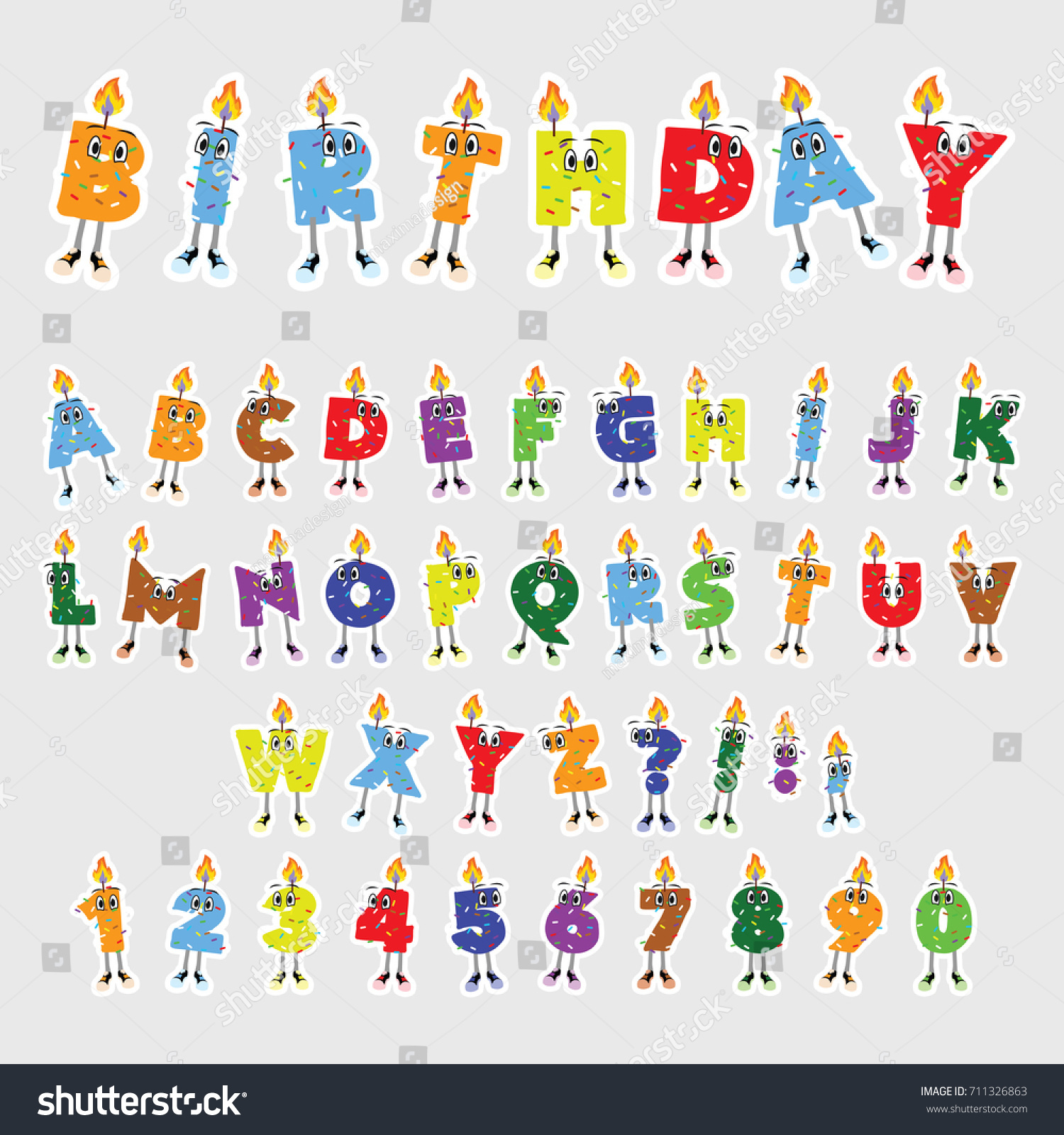 Set Colorful Funny Birthday Candles Alphabet Stock Vector (Royalty Free ...