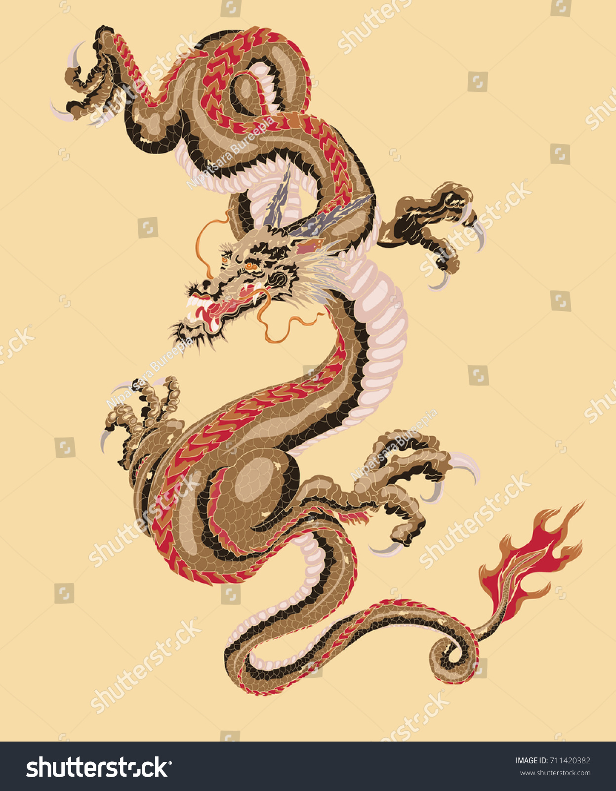 Japanese Old Dragon Tattoo Traditional Asian Stock Vector (Royalty Free ...