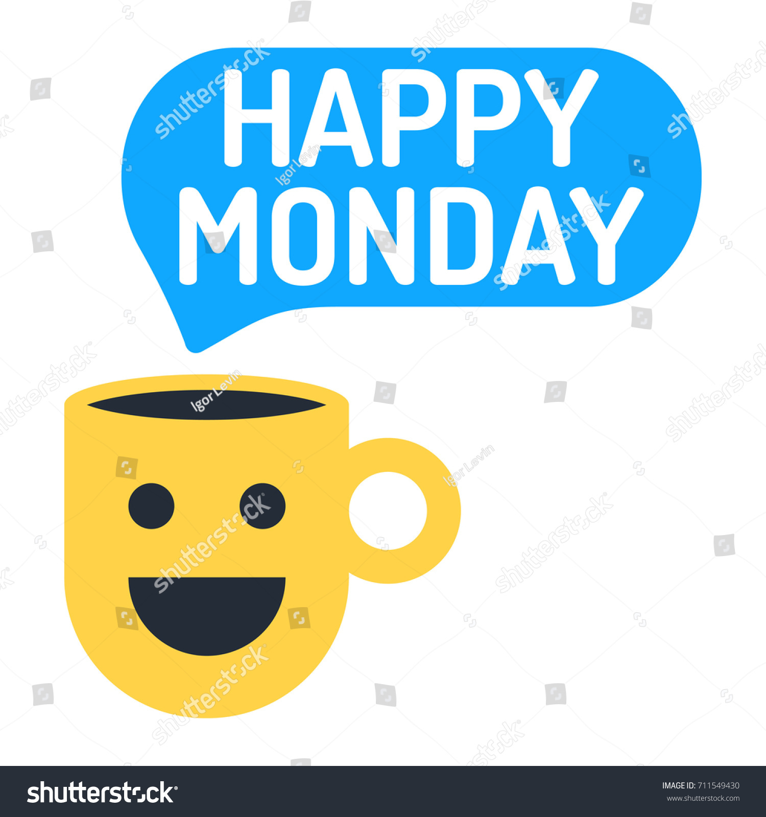 Happy Monday Cup Speech Bubble Icon Stock Vector (Royalty Free ...