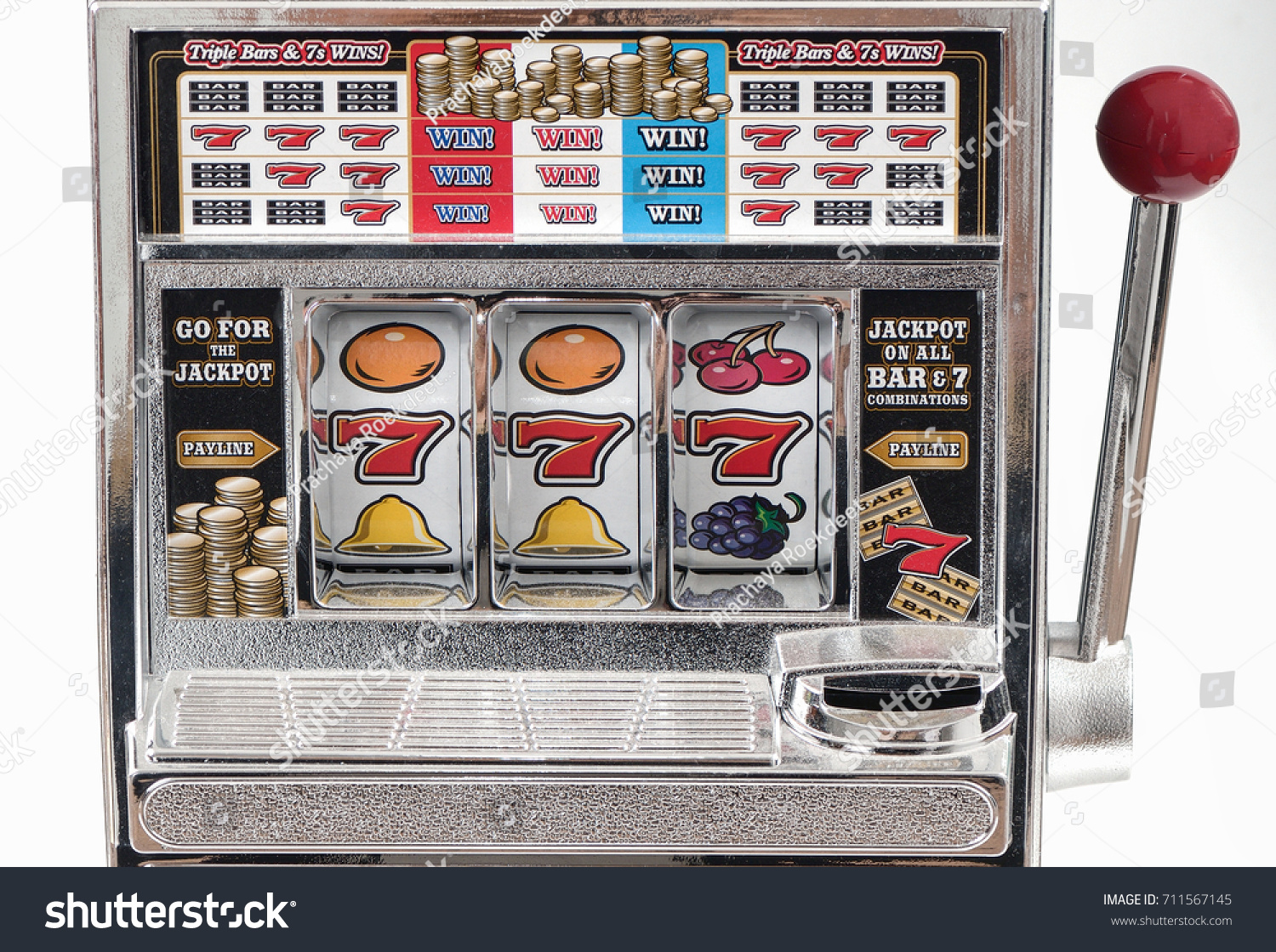 Slot Machine Isolated Casino Object 777 Stock Photo 711567145 ...