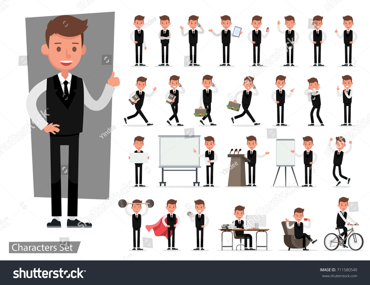 Set Businessman Character Vector Design Stock Vector (Royalty Free ...