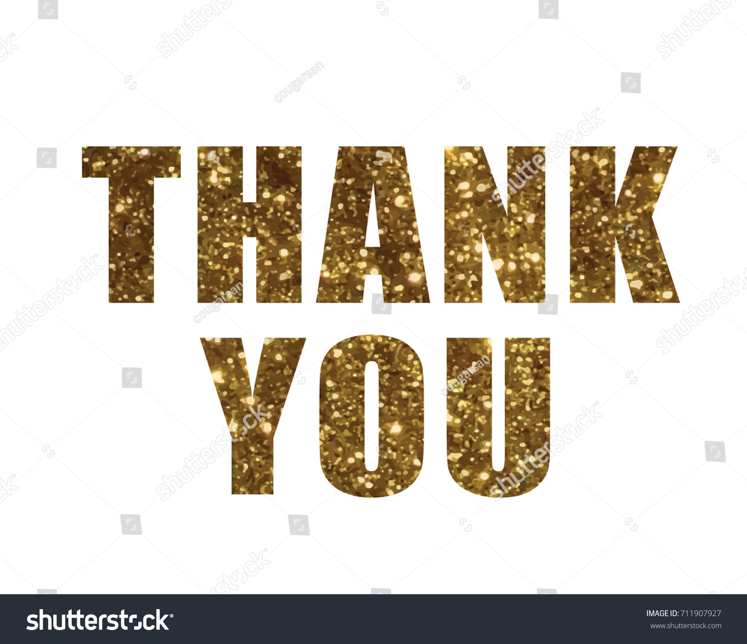Golden Glitter Isolated Word Thank You Stock Vector Royalty Free