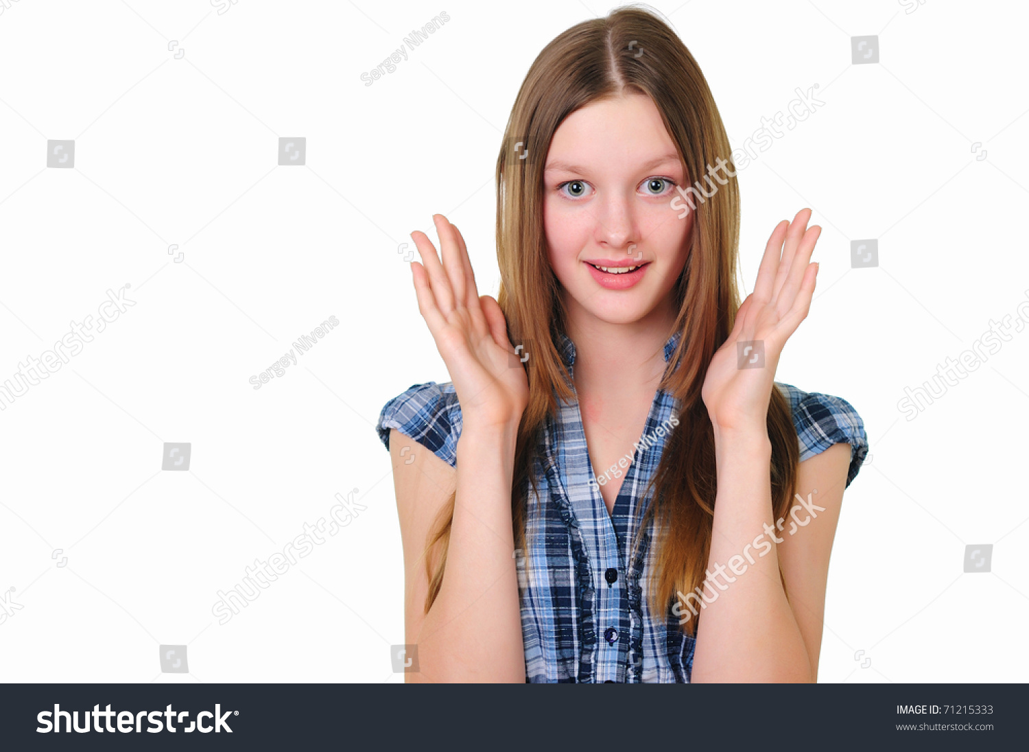 Teenage Girl Studio Against White Background Stock Photo 71215333 ...