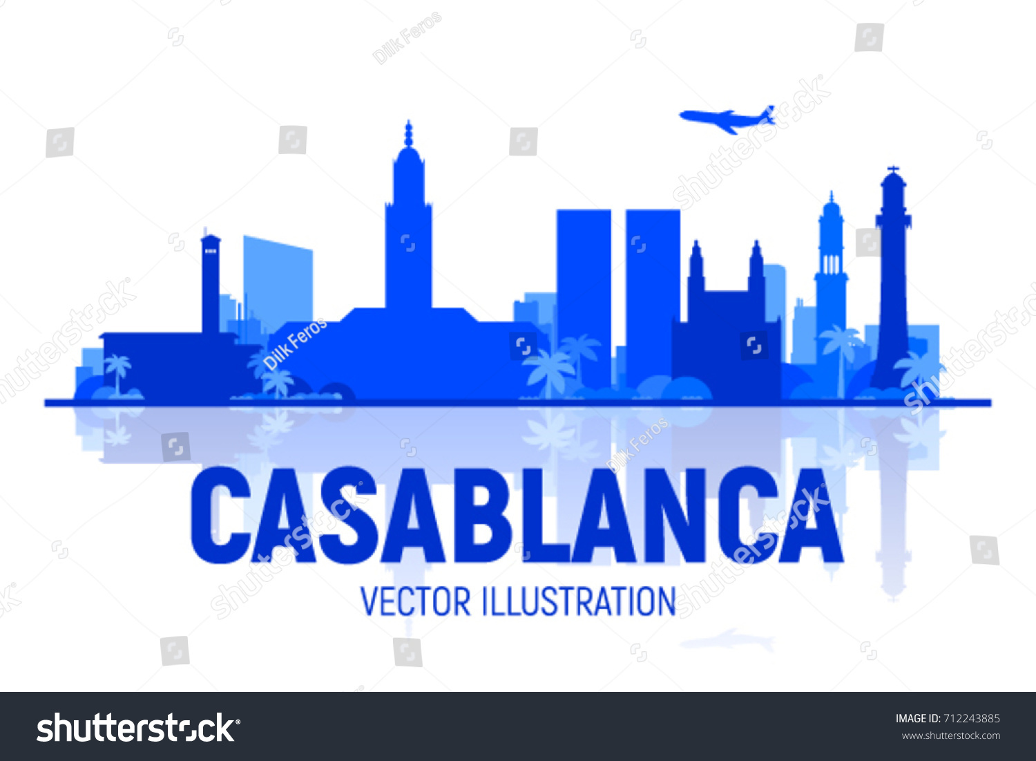 Casablanca Morocco City Skyline Vector Illustration Stock Vector ...