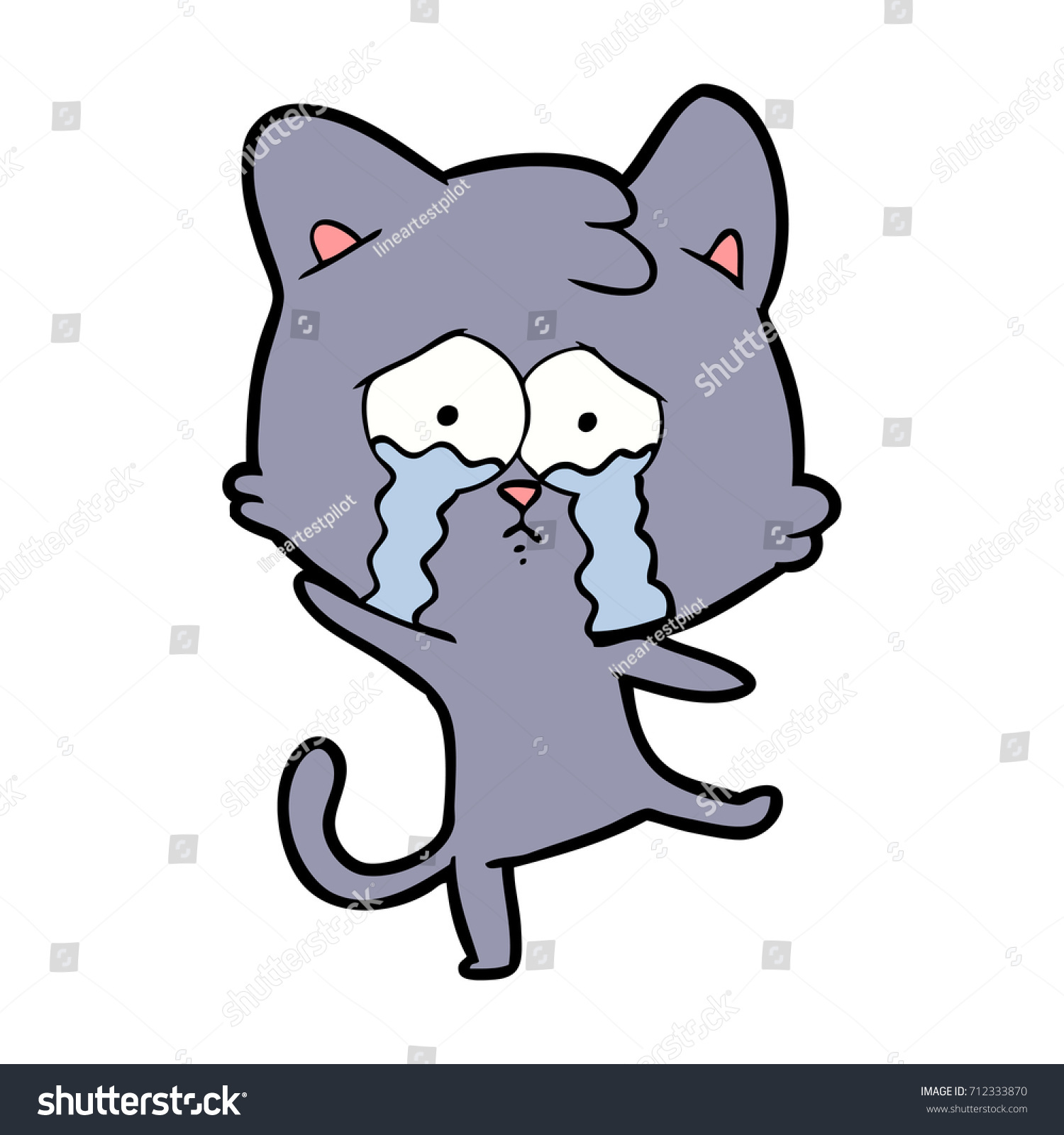 Cartoon Crying Cat Stock Vector (Royalty Free) 712333870 Shutterstock