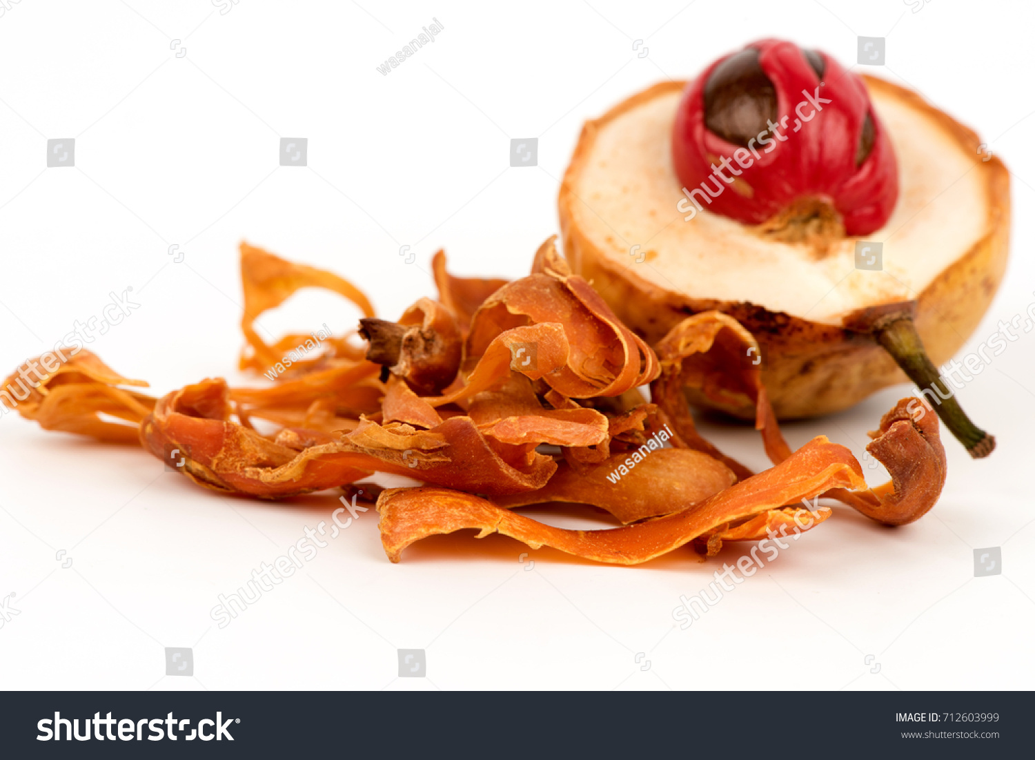 Nutmeg Fruit Dried Mace Medicinal Properties Stock Photo 712603999