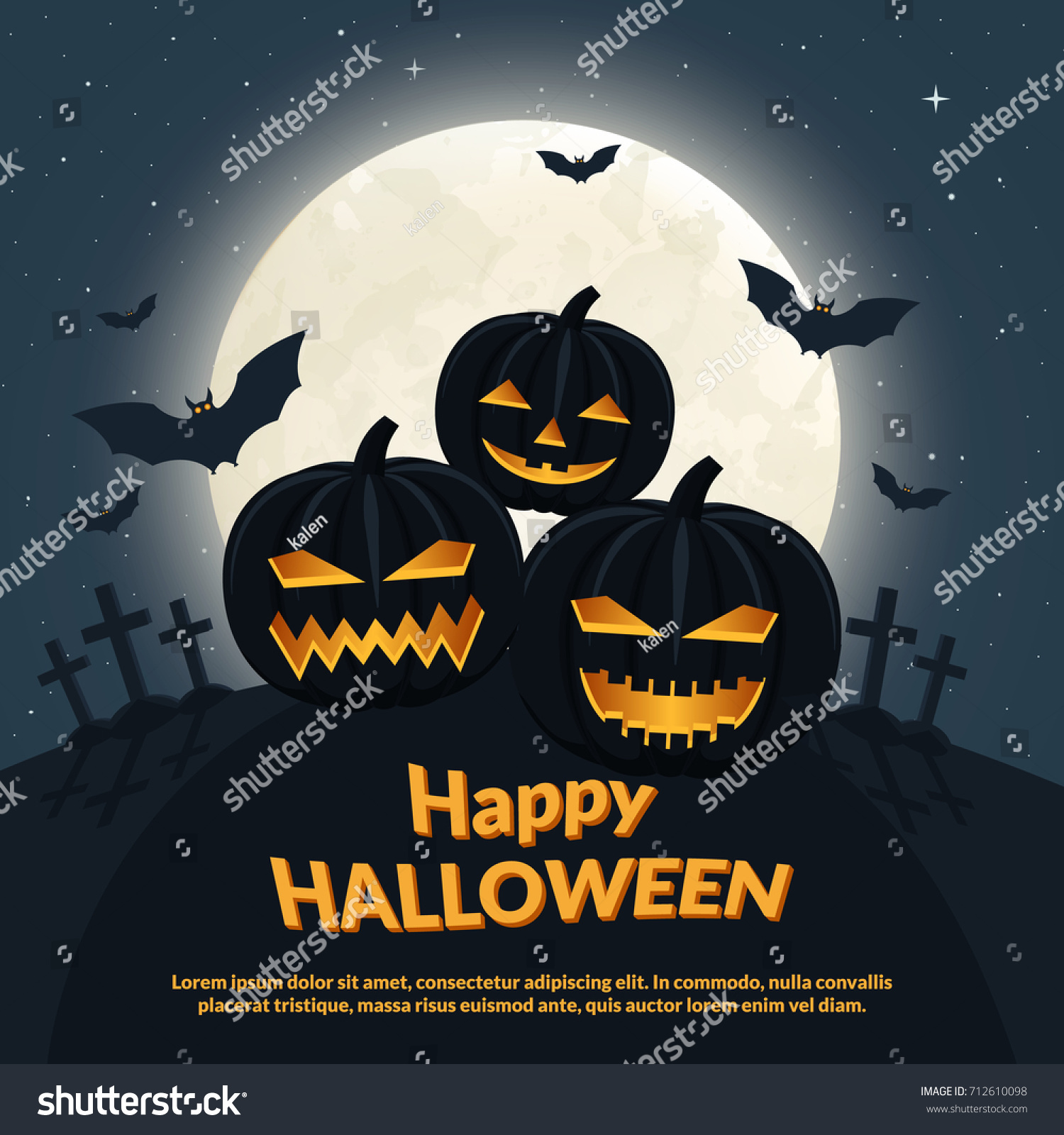 Carved Pumpkins On Background Moon Starry Stock Vector (Royalty Free ...