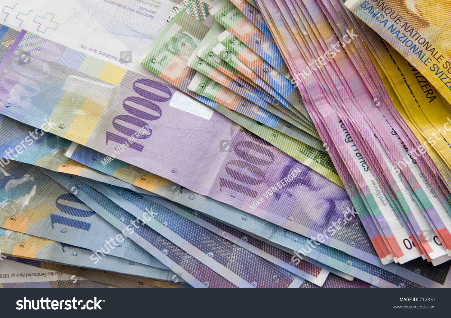 Swiss Currency Bank Notes Swiss Francs Stock Photo 712837 | Shutterstock