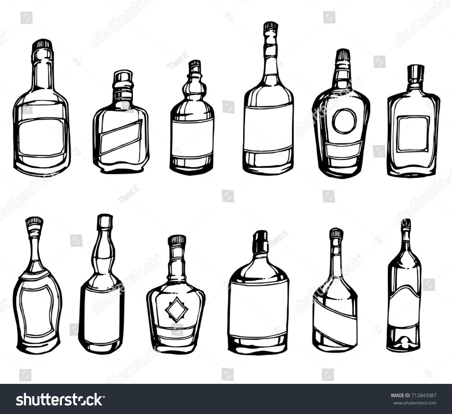 Set Beer Bottle Doodle Illustration Hand Stock Vector (Royalty Free ...