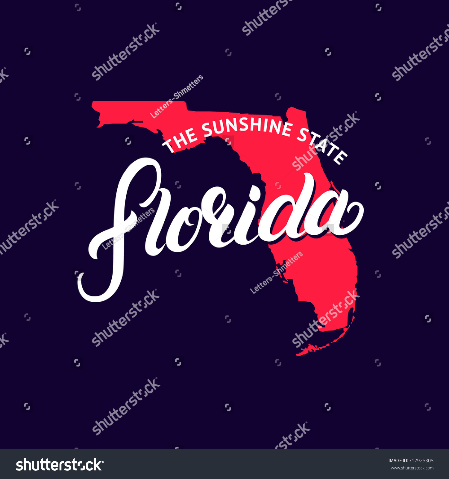 Florida State Hand Written Lettering Word Stock Vector (Royalty Free ...