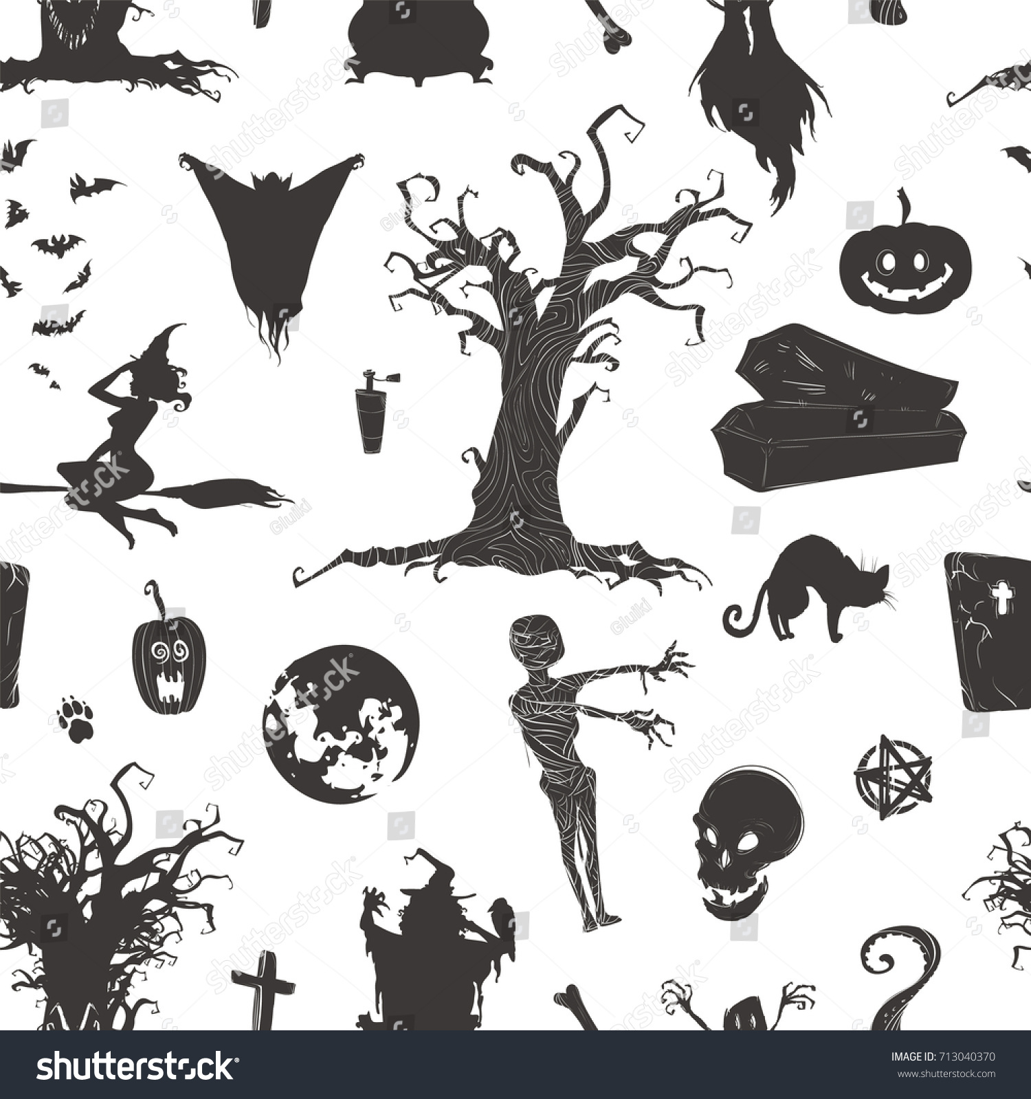 Halloween Magic Collection Witch Attributes Creepy Vector De Stock Libre De Regalías 8324