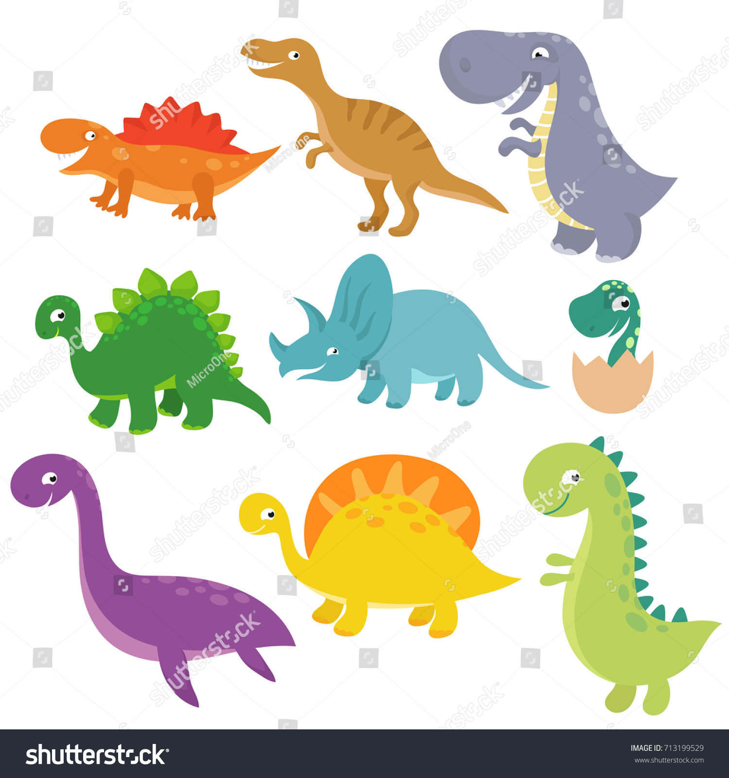 Cute Baby Dino Vector Characters Isolated Stock Vector (Royalty Free ...