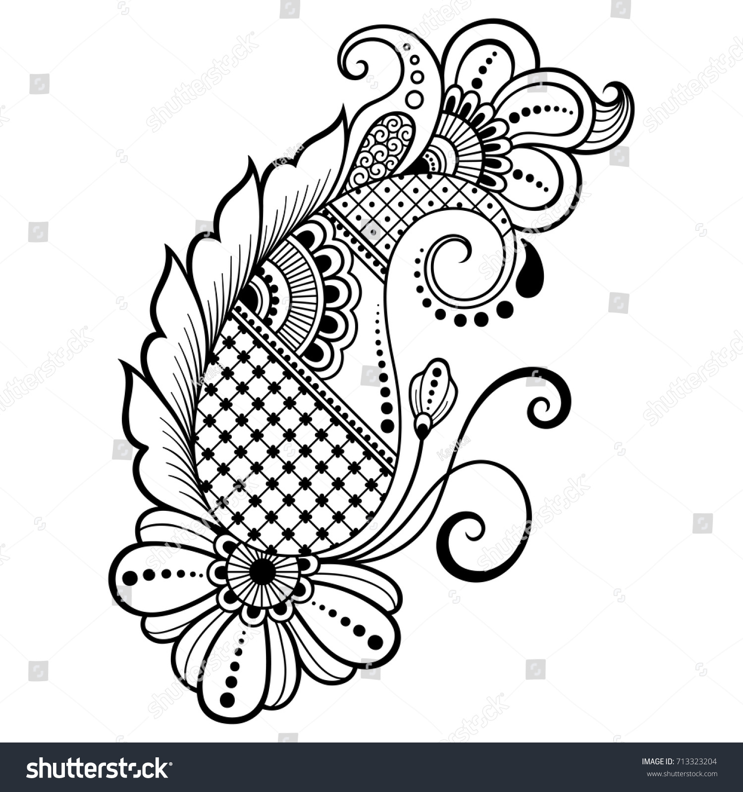 Mehndi Flower Pattern Henna Drawing Tattoo Stock Vector (Royalty Free ...