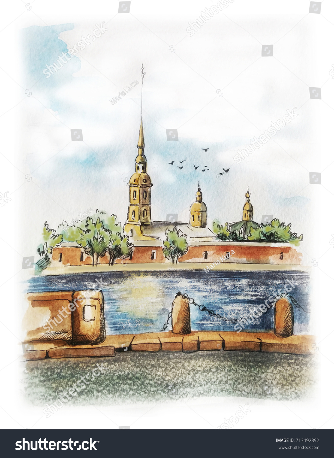Питер Петропавловская крепость рисунок