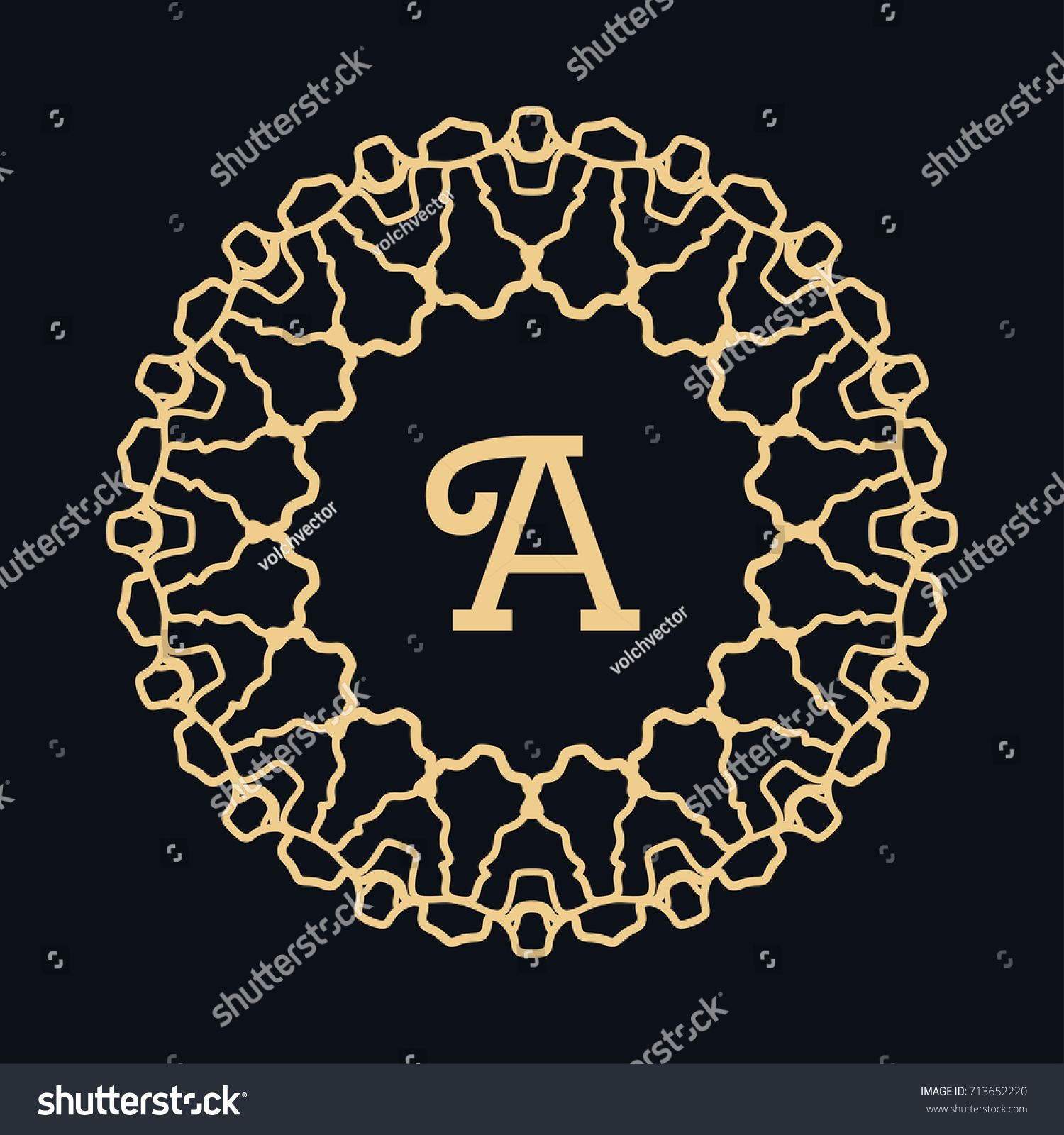 Golden Round Ornament Letter Frame Border Stock Vector (Royalty Free ...