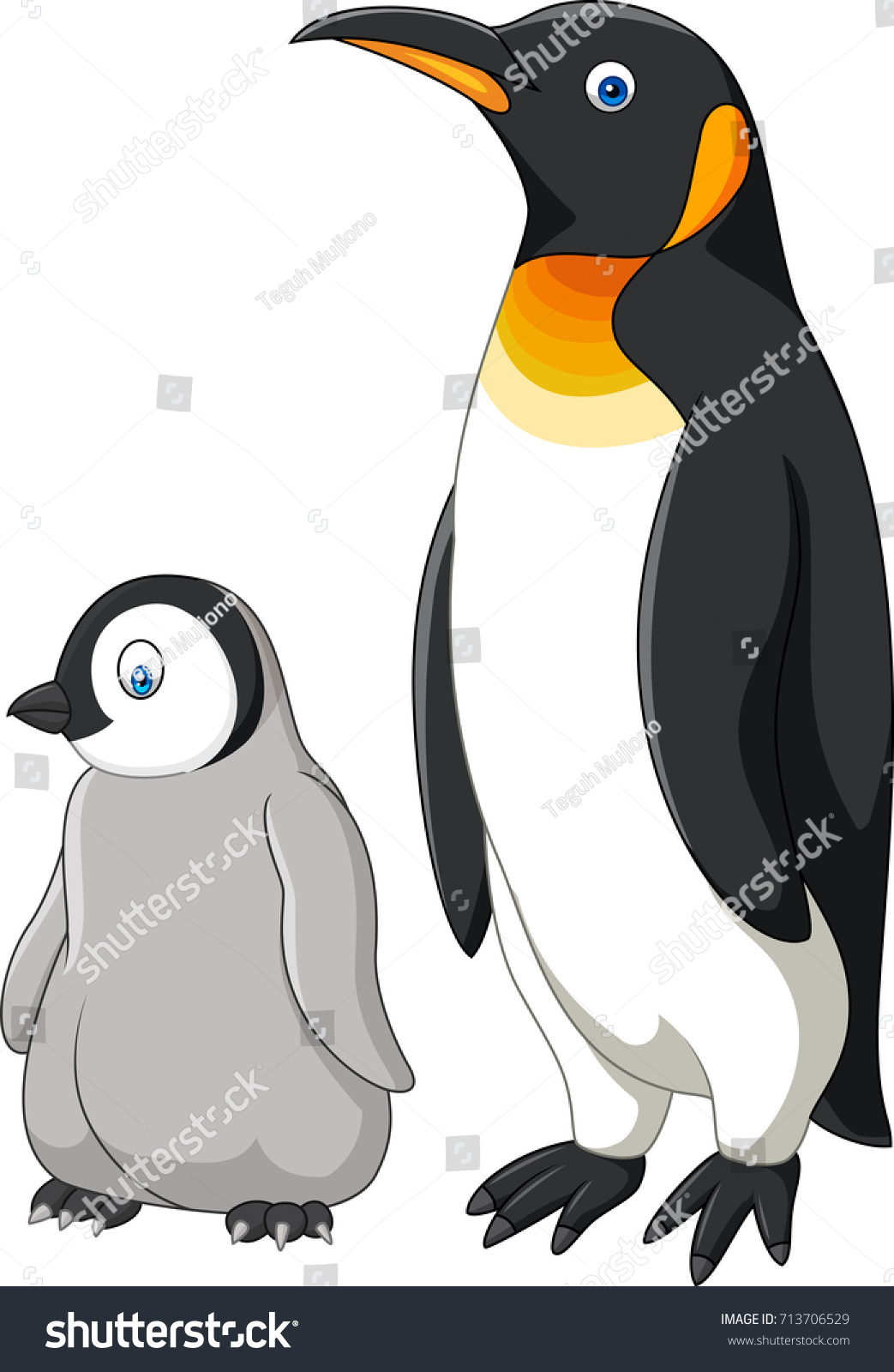 Cartoon Mother Baby Penguin Isolated On Stock Vector (Royalty Free ...