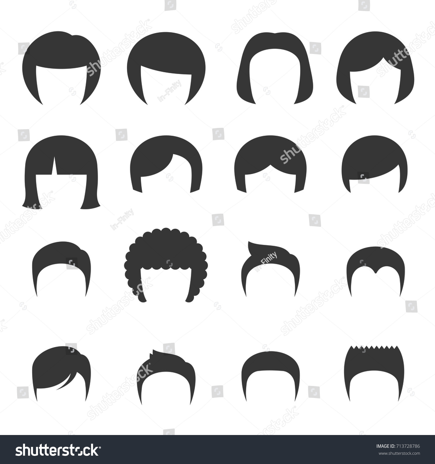 Woman Man Hair Set Vector Stock Vector (Royalty Free) 713728786 ...