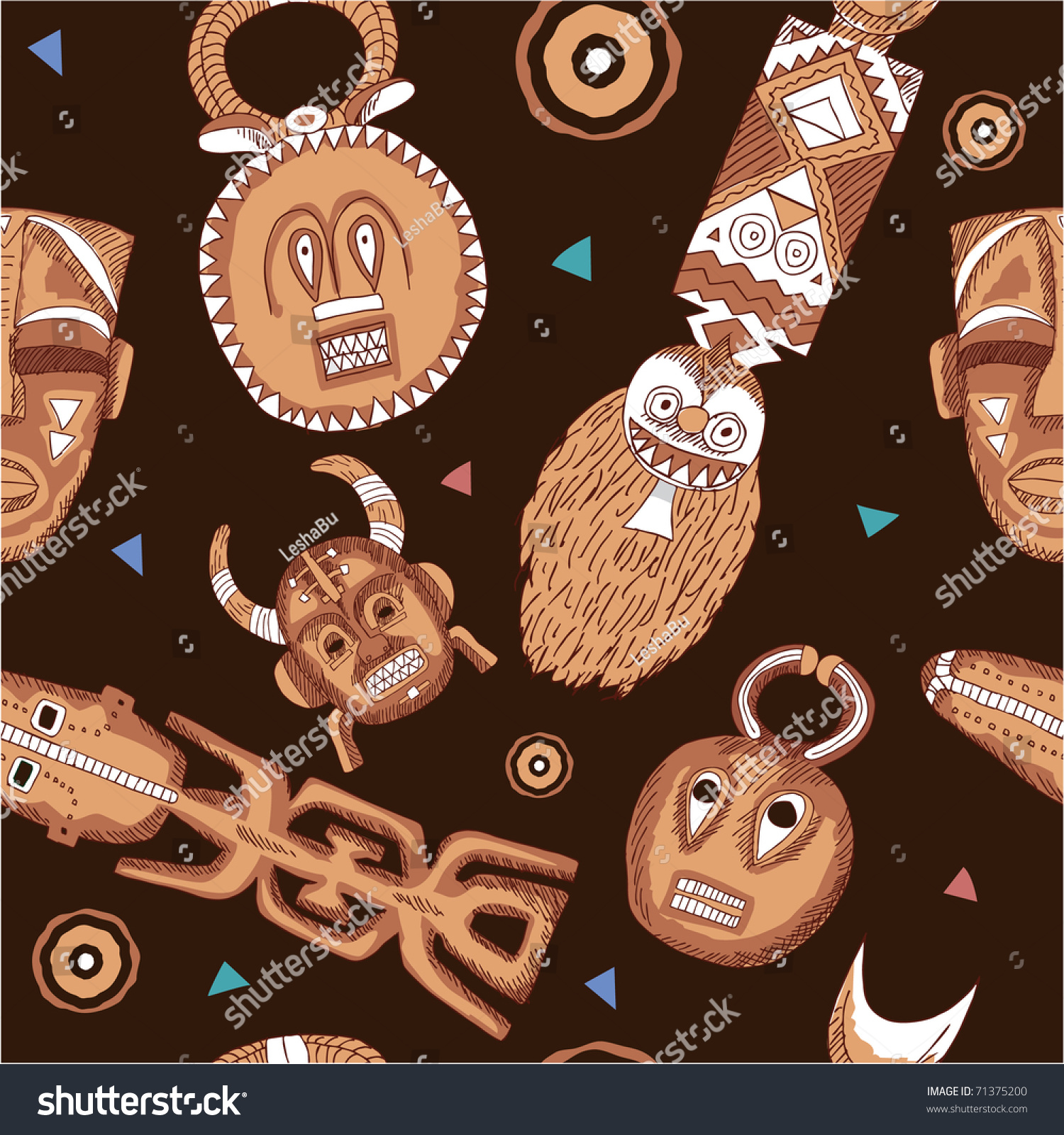 Vector African Masks Seamless Tile Wallpaper Stock Vector (Royalty Free