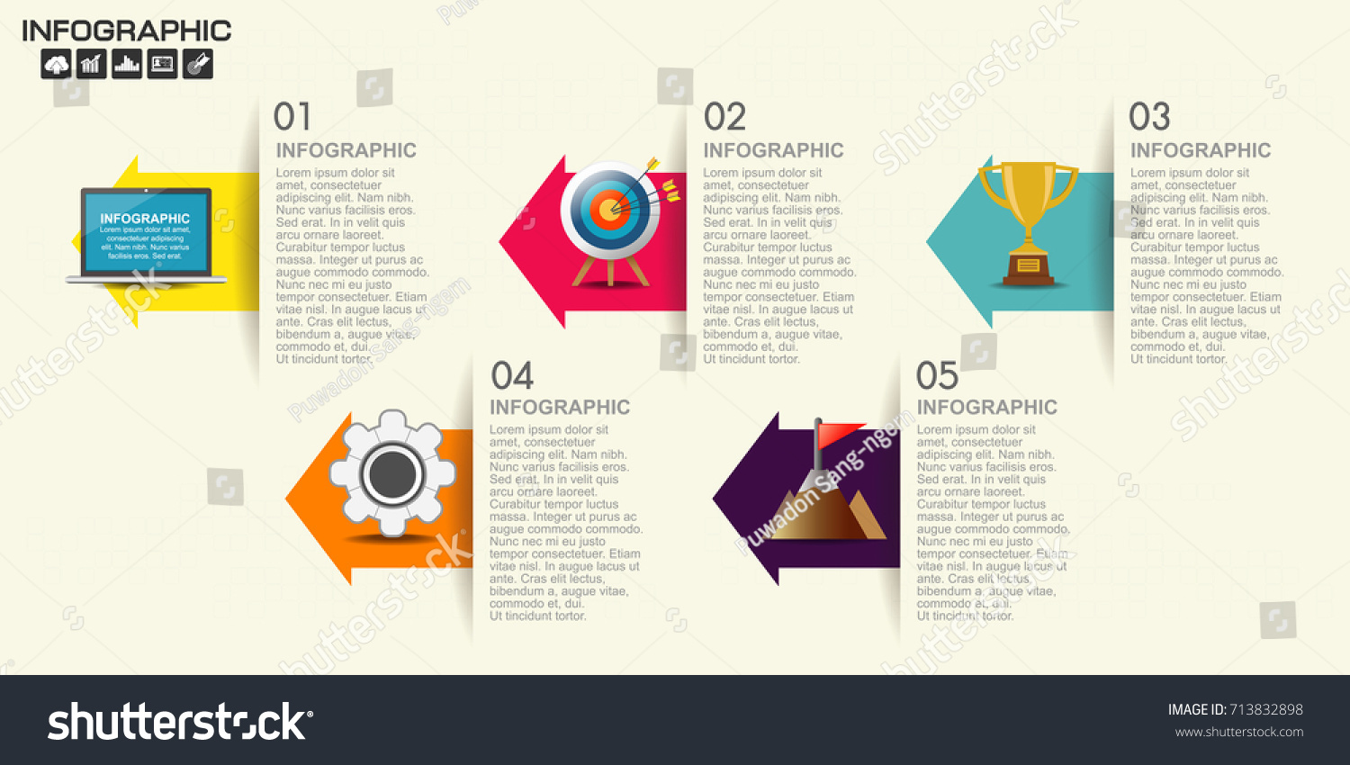 Vektor Stok Timeline Infographics Template Arrows Flowchart Workflow Tanpa Royalti 713832898 1528