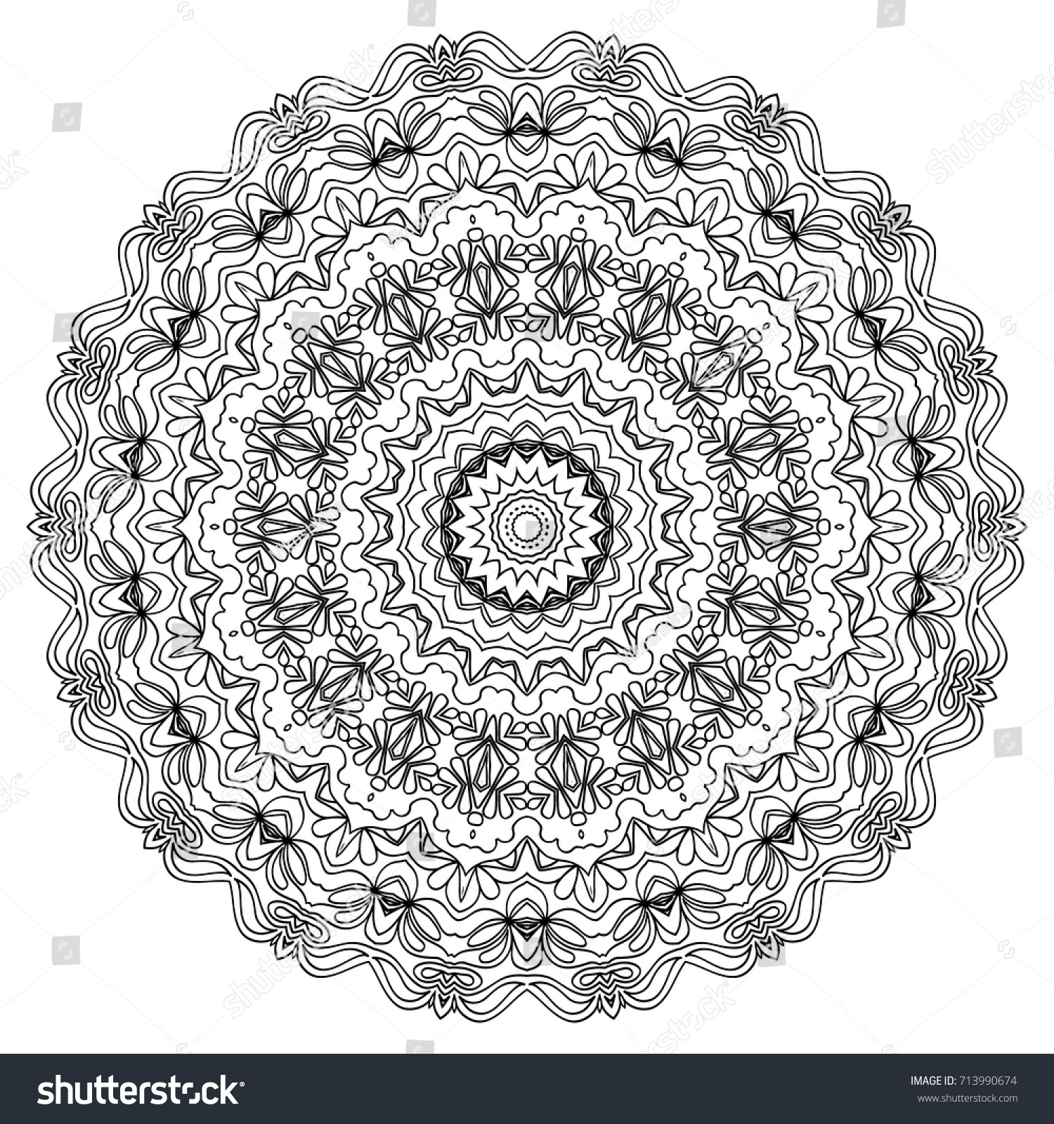 Ethnic Print Adult Coloring Page Mandala Stock Vector (Royalty Free ...