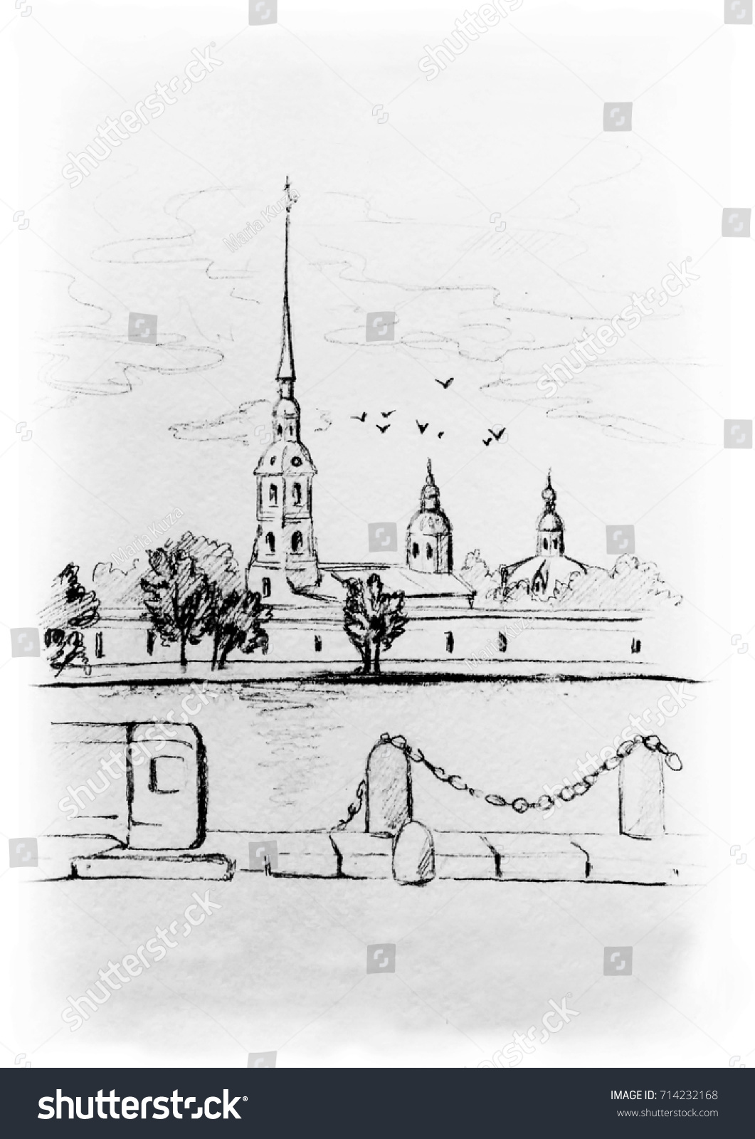 Графика Петропавловск Петропавловская крепость в Санкт-Петербурге
