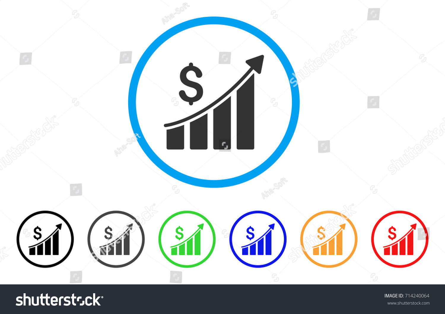 Sales Growth Bar Chart Icon Vector Stock Vector Royalty Free 714240064 Shutterstock 2389