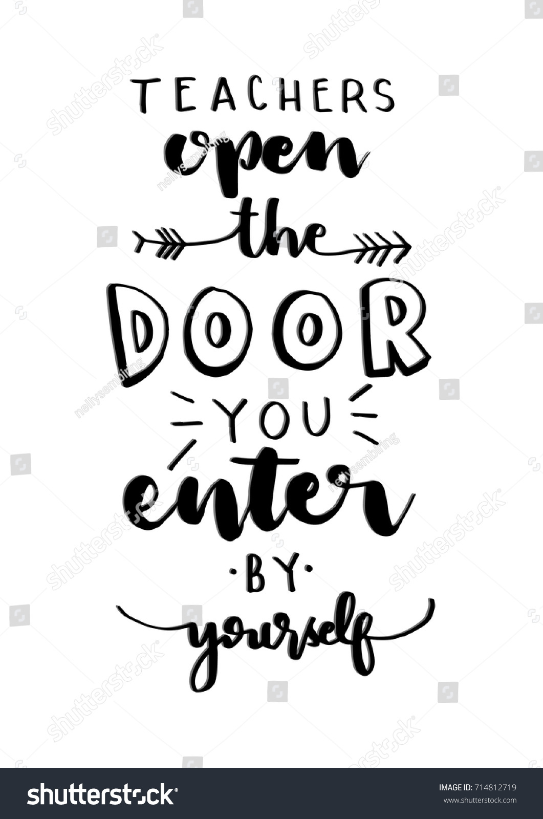 Hand Lettering Teacher Open Door You Stock Vector (Royalty Free ...