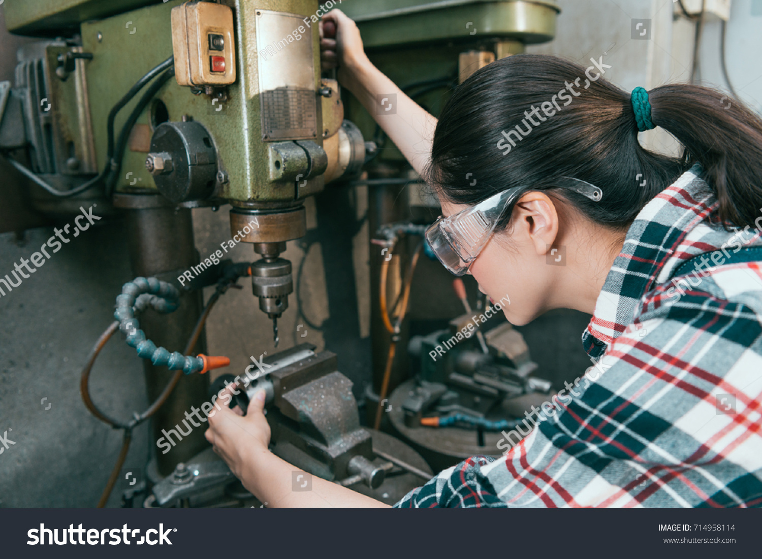 Elegant Attractive Woman Worker Wearing Safety Stock Photo 714958114 ...