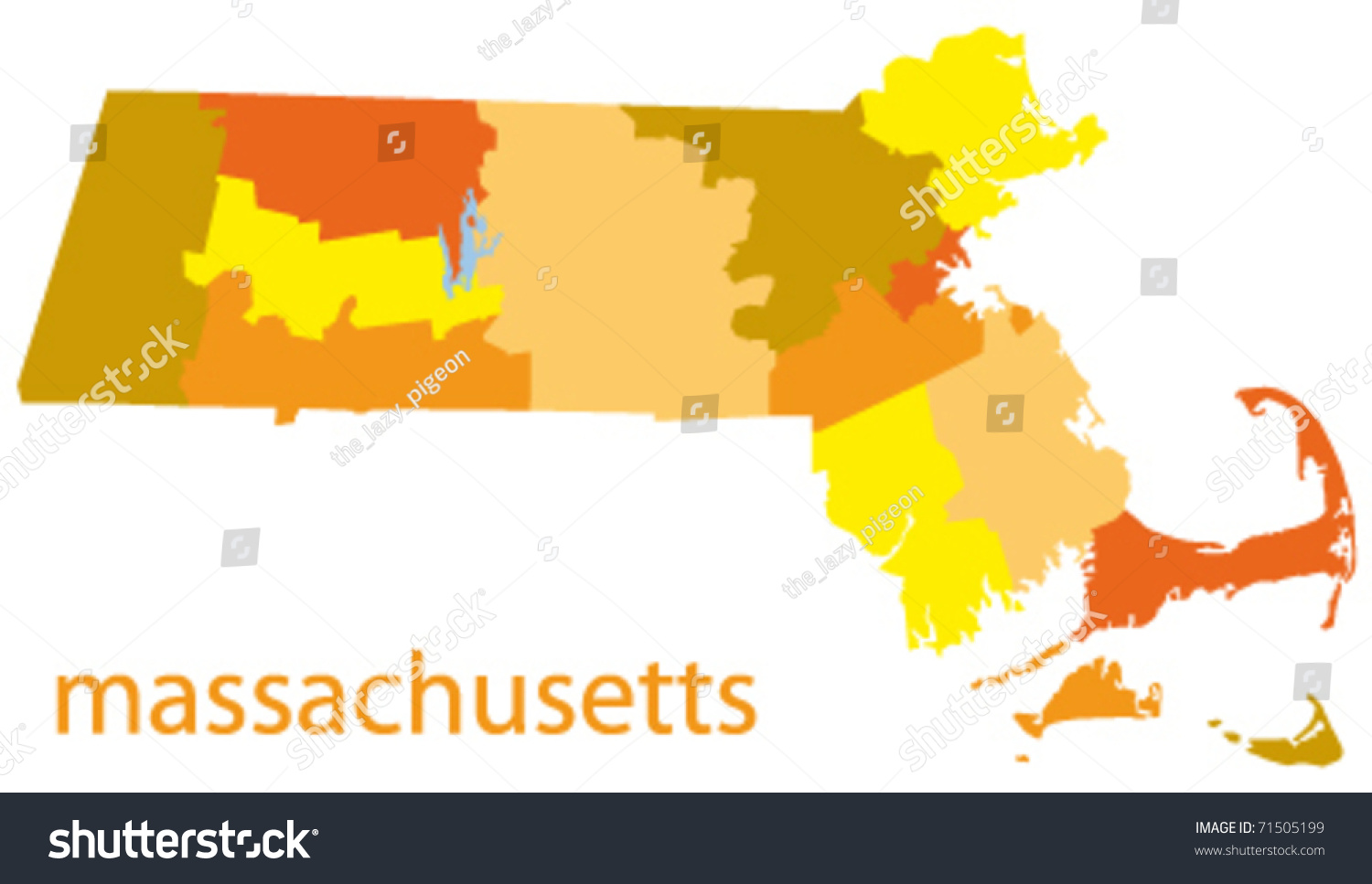 Massachusetts State Vector Map Stock Vector (Royalty Free) 71505199 ...