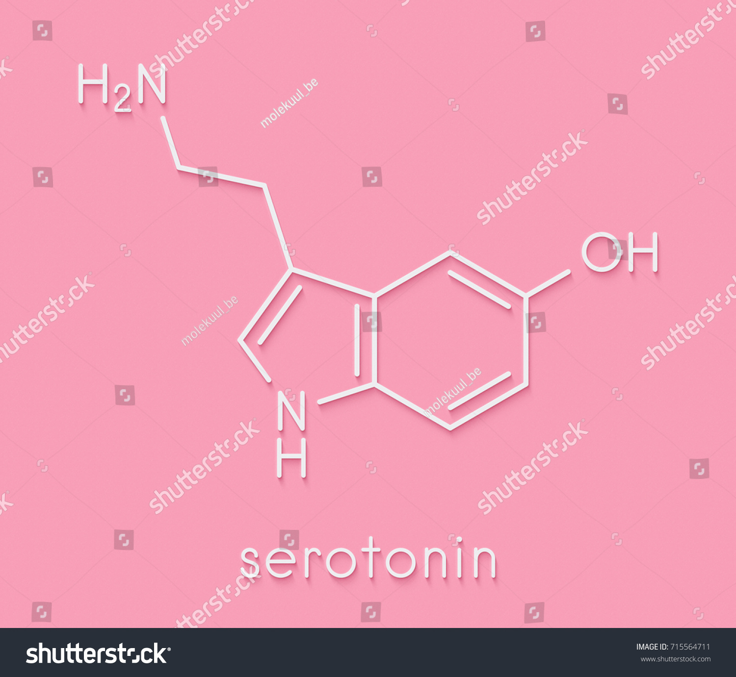 Serotonin Neurotransmitter Molecule Skeletal Formula Stock Illustration