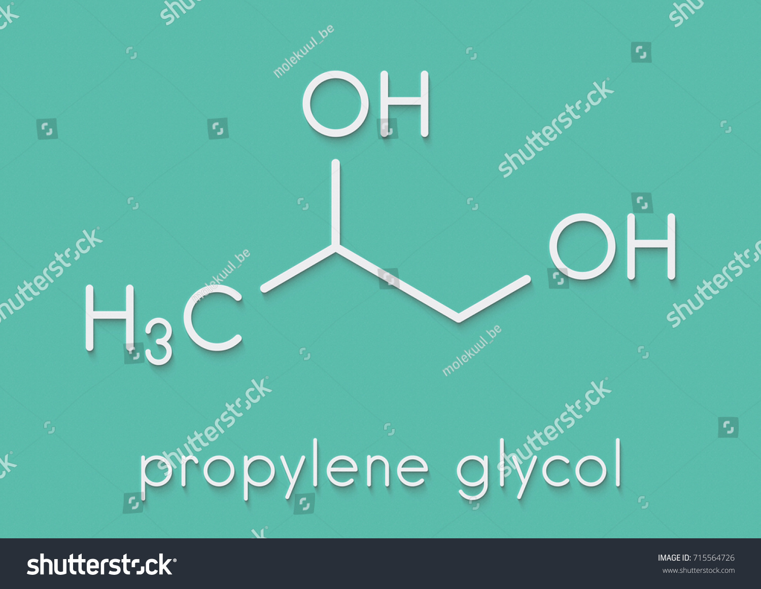 Propylene Glycol 12propanediol Molecule Used Solvent Stock Illustration ...