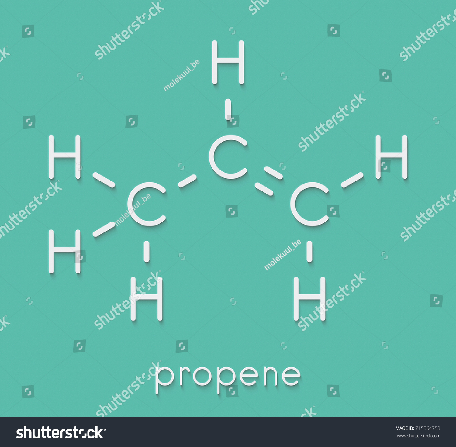 Propene Propylene Molecule Polypropylene Pp Polyprene Stock ...