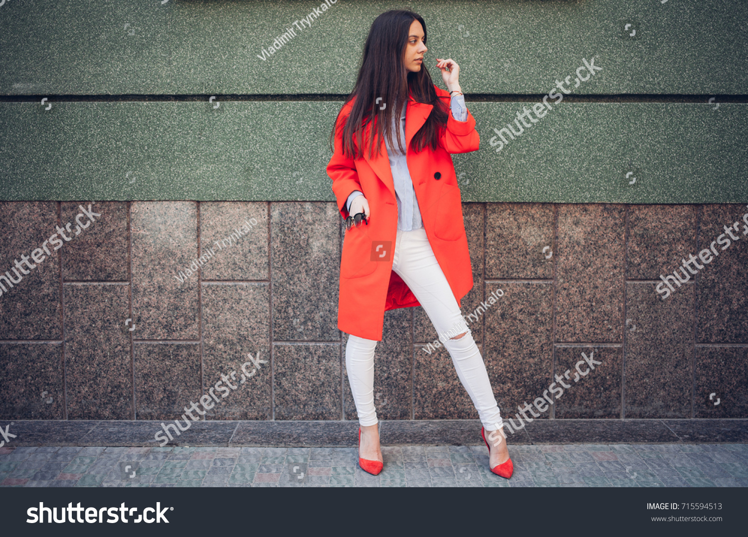 red coat white pants