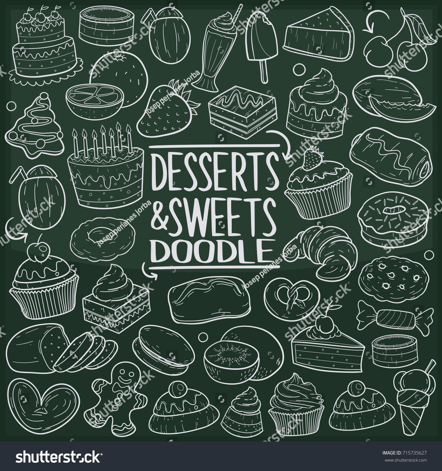 Sweets Desserts Doodle Icon Chalkboard Sketch Stock Vector (Royalty ...