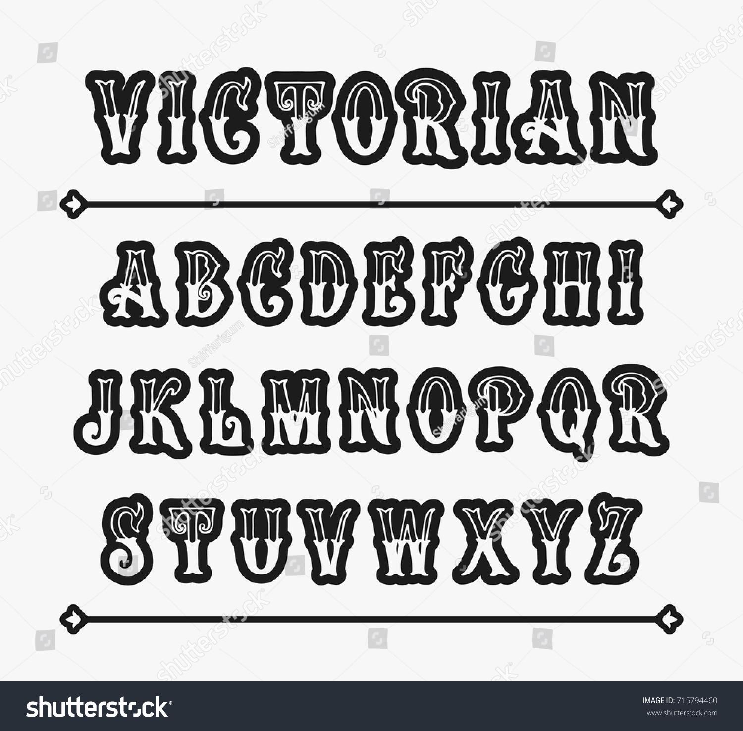 Set Victorian Style Alphabet Letters Vector Stock Vector (Royalty Free ...