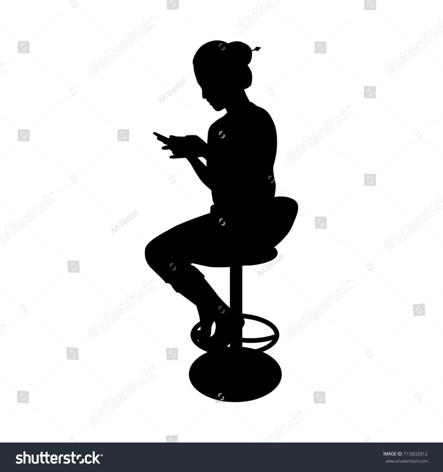 Vektor Stok Silhouette Woman Sitting On Chair White Tanpa Royalti 715802812 Shutterstock 6593