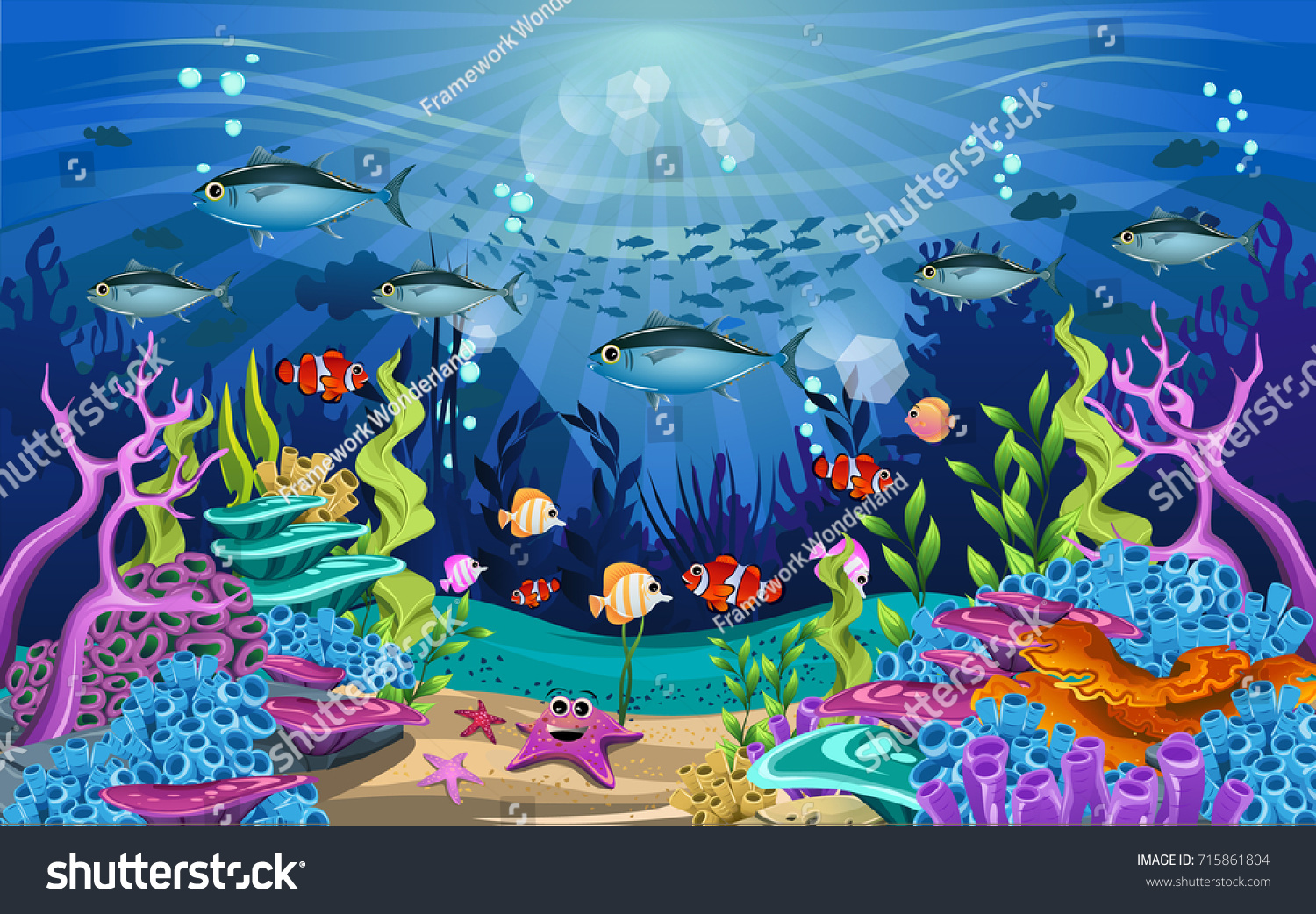 Vector Illustration Coral Reef Fish Amazing Stock Vector (Royalty Free ...