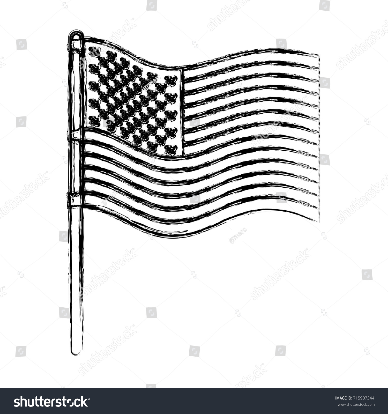 Flag United States America Pole Waving Stock Vector (Royalty Free ...