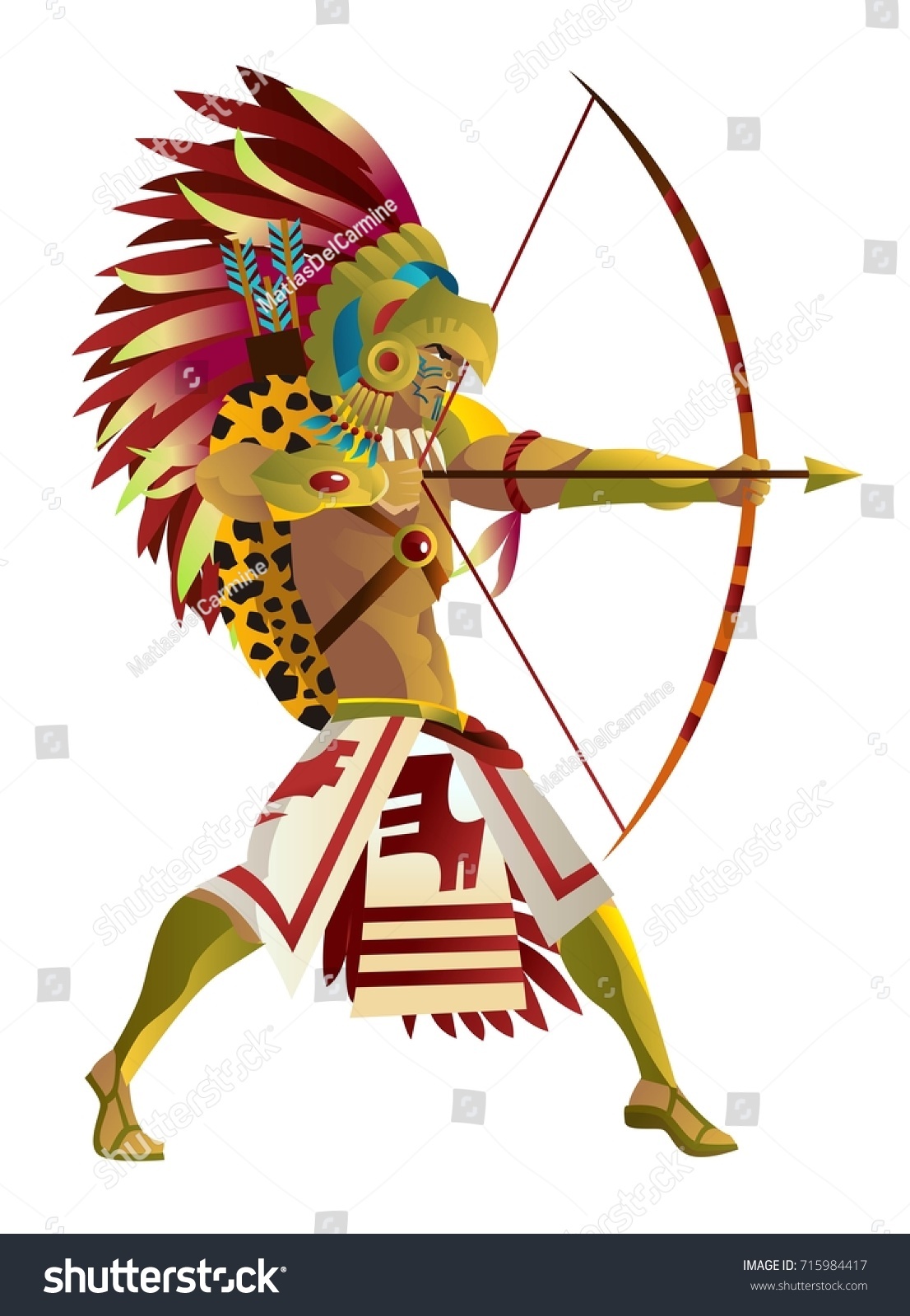 Aztec Warrior Bow Arrow Stock Vector (Royalty Free) 715984417 ...