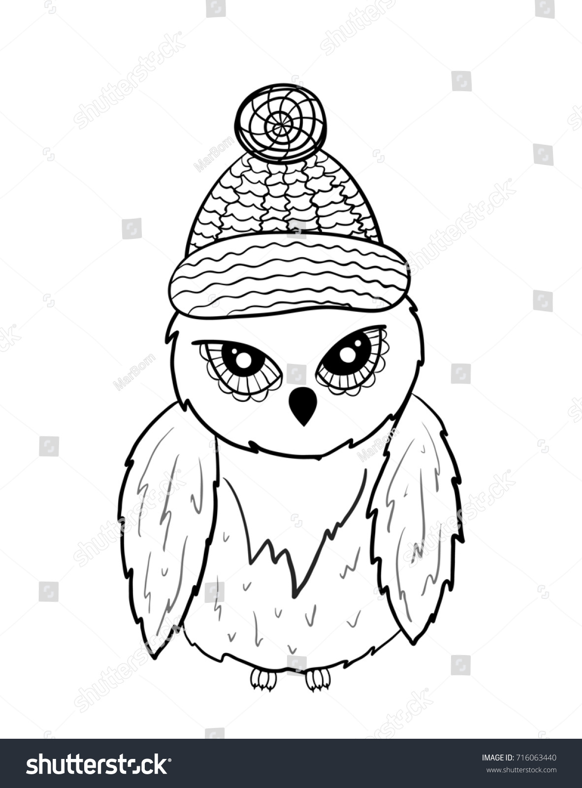 Owl Silhouette Coloring Book Isolated On Stock Illustration 716063440 ...