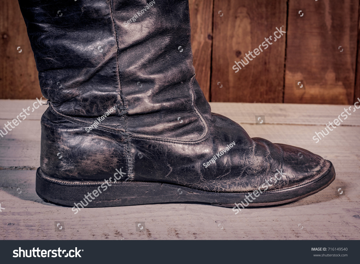 old leather boots