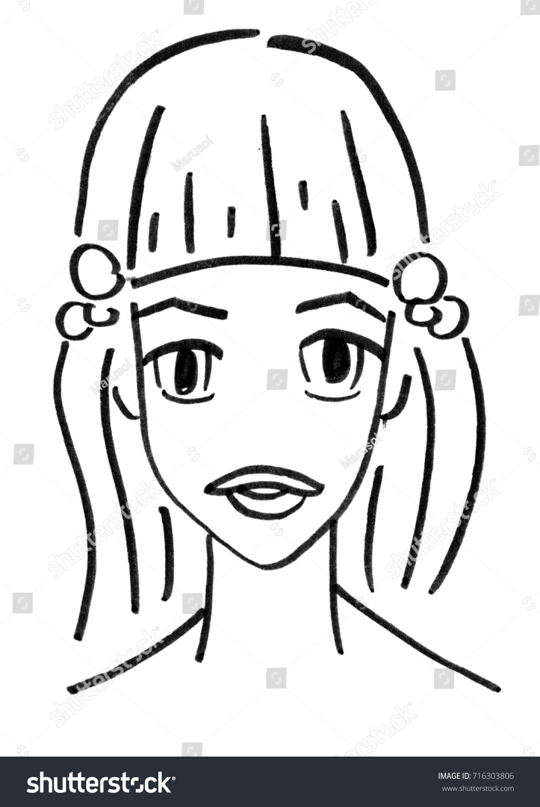 Girl Sketch Outline Black Line Stock Illustration 716303806 | Shutterstock