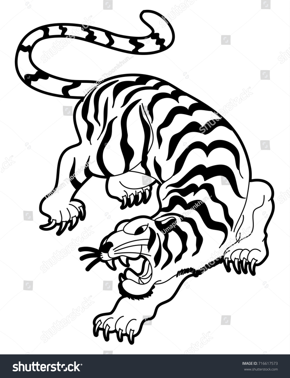 Tiger Vector Illustration Isolate On White Stock Vector (Royalty Free ...