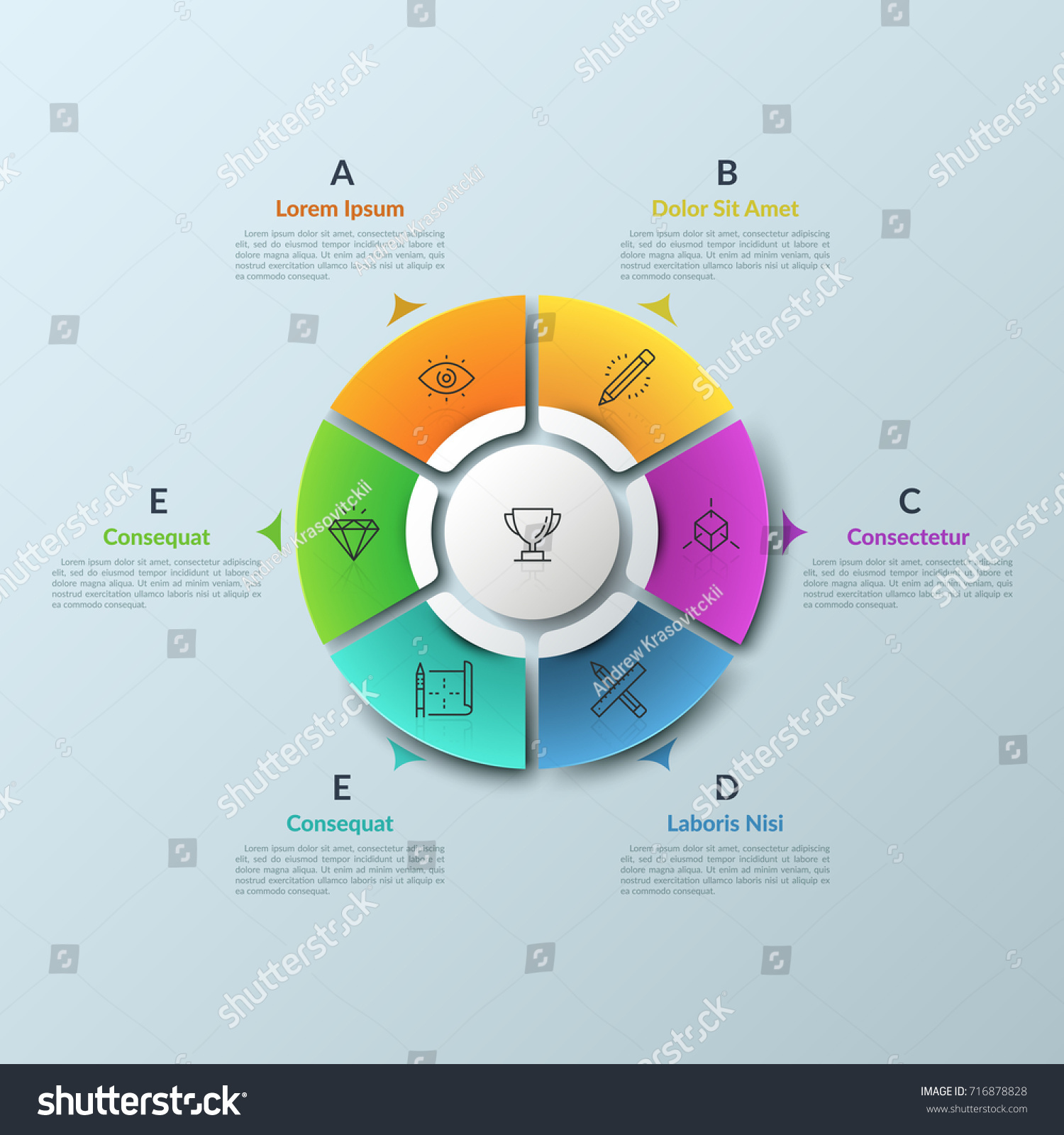 Circular Chart Divided Into 6 Bright Stock Vector (Royalty Free ...