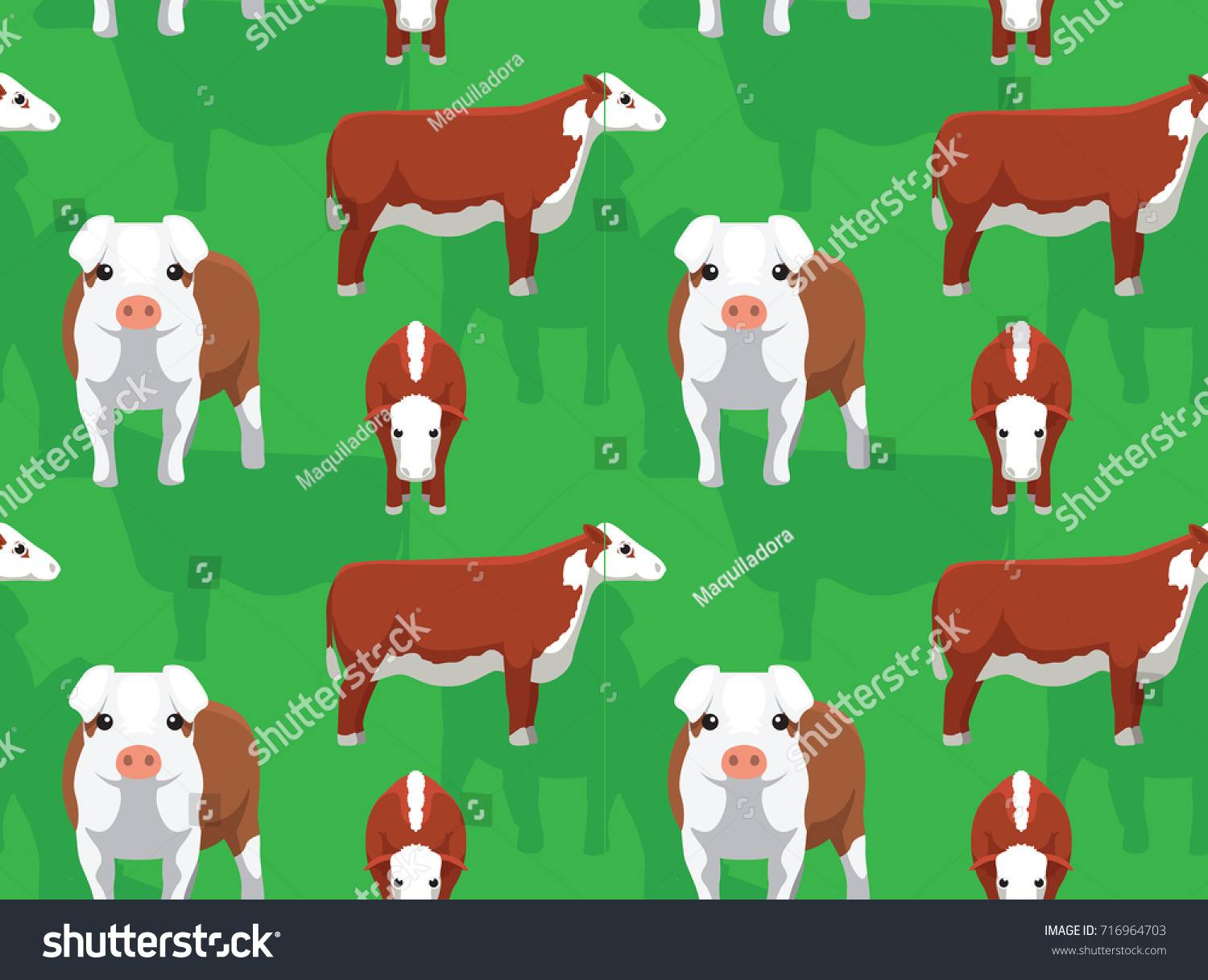 Hereford Livestock Cartoon Seamless Wallpaper Stock Vector Royalty Free 716964703 Shutterstock 