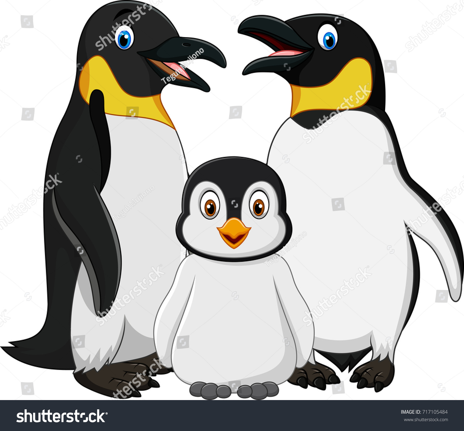Cartoon Happy Penguin Family Isolated On Stock Vector (Royalty Free ...